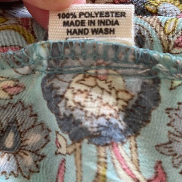 PAANI Halter Tiered Boho Maxi Dress Light Teal Floral Metallic Print, Size Small - Picture 10 of 11